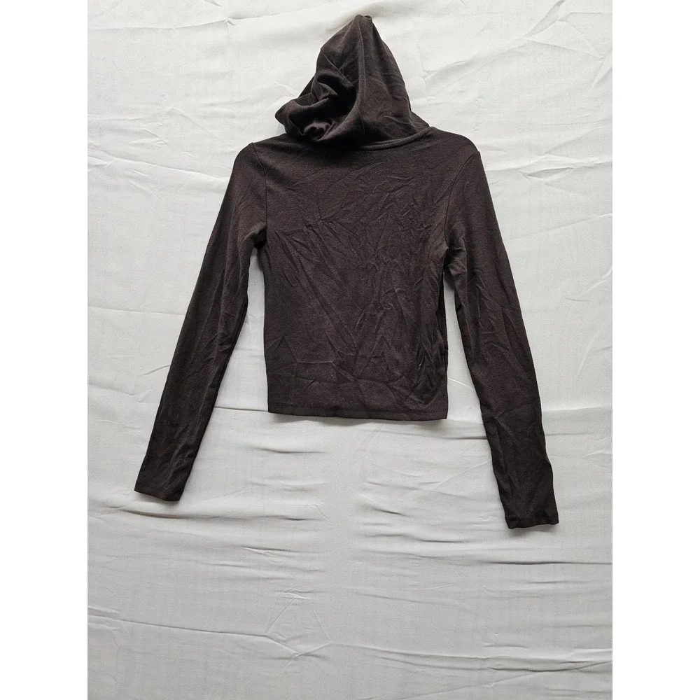 Wild Fable Brown Hooded Long Sleeve Top Small 331 11 1582 NWT - Picture 2 of 7